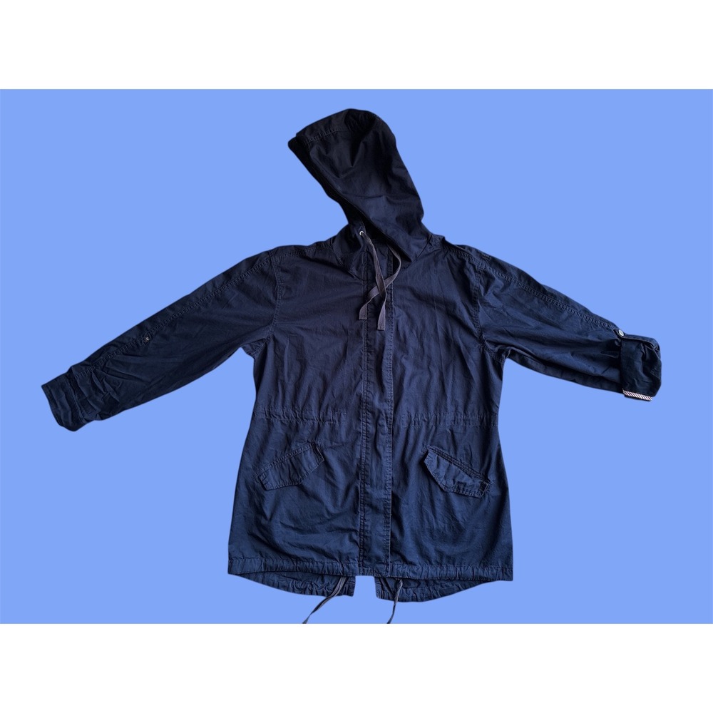 Sebby Collection Navy‎ Blue Hooded Utility Jacket Style ST7597 Size L